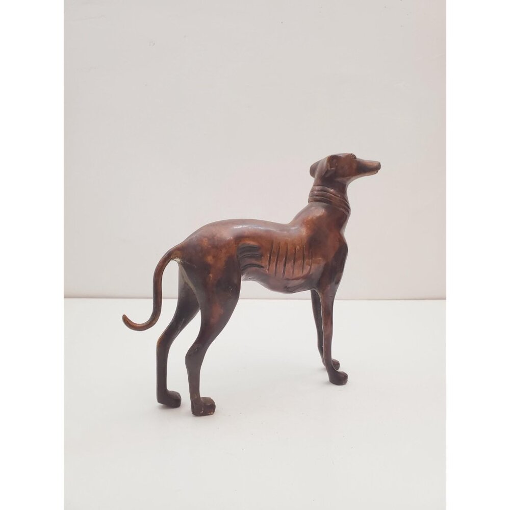 Vintage Bronze Cast Metal Greyhound Sculpture - GREYHOUND bronze elegant dog - Picture 5 of 10